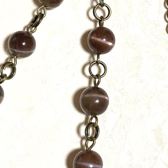 Cute Purple Cat's Eye Bronze Leaf Branch Pendant Adjustable Choker - Picture 9 of 14